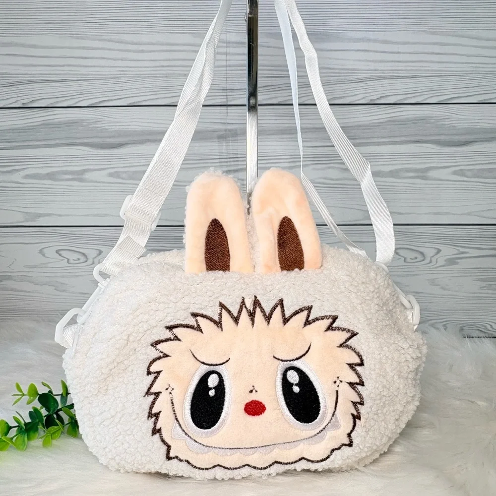 White Sherpa‎ Labubu Crossbody Bag